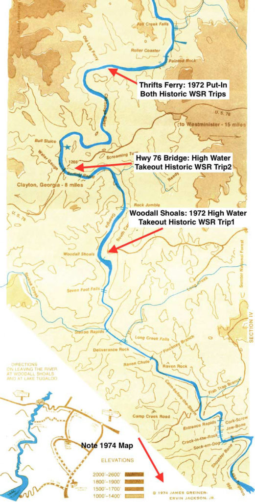 Chattooga River History Map - 1974 - WIldwater