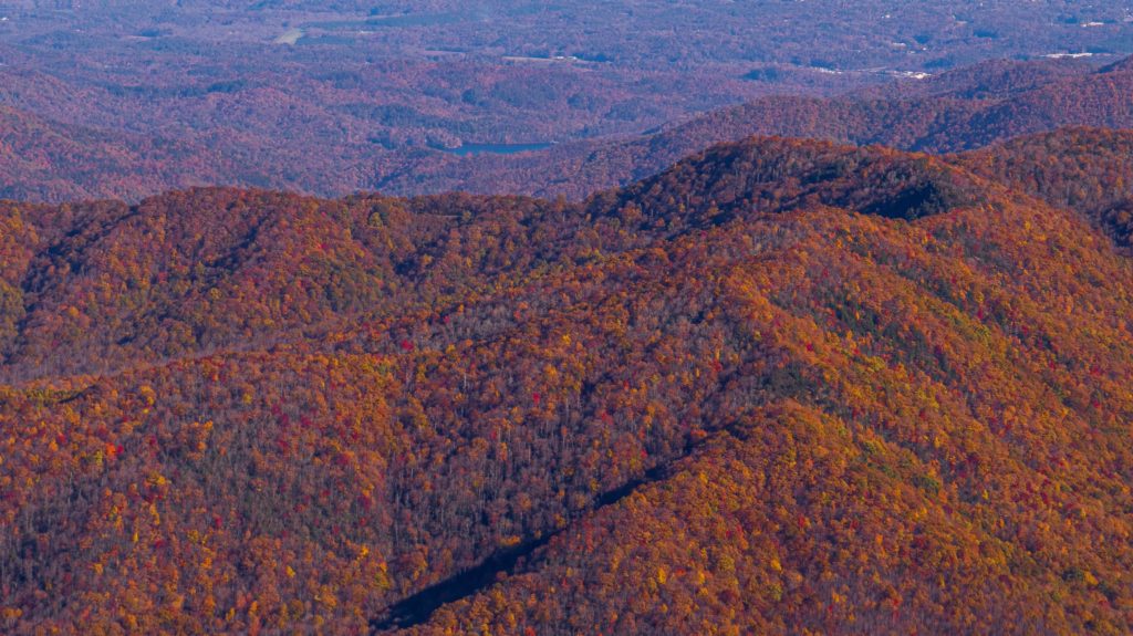 Vibrant Blue Ridge mountains in the fall 
